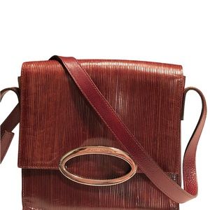 Joan & David Crossbody Infantry Case Cognac Genuine Leather Vintage